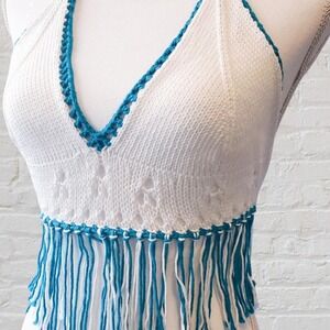 Handmade knit‎ boho chic festival crop top